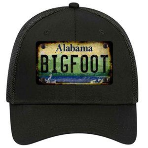 Bigfoot Alabama Rusty Look Metal on Trucker Mesh Snapback Hat - Black